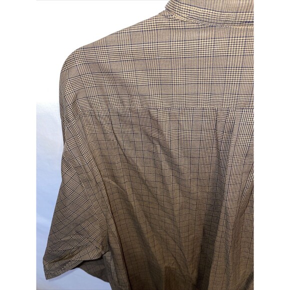 Roundtree & Yorke Dress Shirt Mens Size Large Brown Striped Long Sleeve Button - Picture 11 of 12